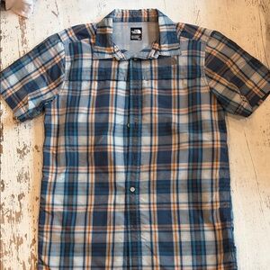 The North Face Men’s Short-Sleeve Plaid Button-Down - Blue & Beige